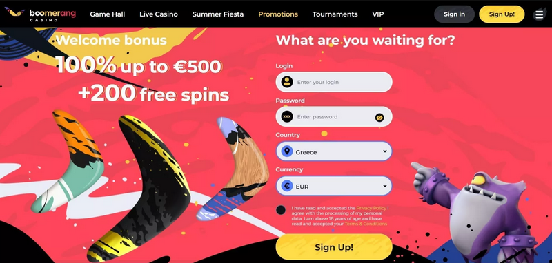 Presentazione del Casinò Boomerang